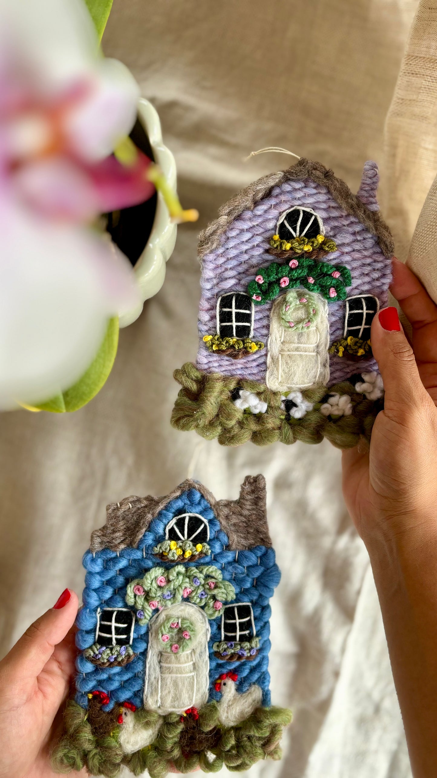 Lilac cottage with sheep